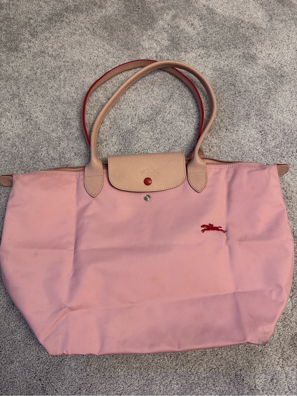 Longchamp Le Pliage Large Pink Long Handle Tote Bag